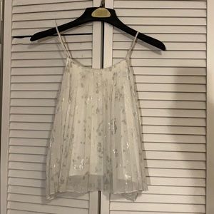 Abercrombie Kids white and silver flowery tank top